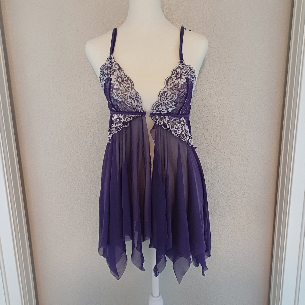 Purple Sheer Lace Ultra Sexy Chemise